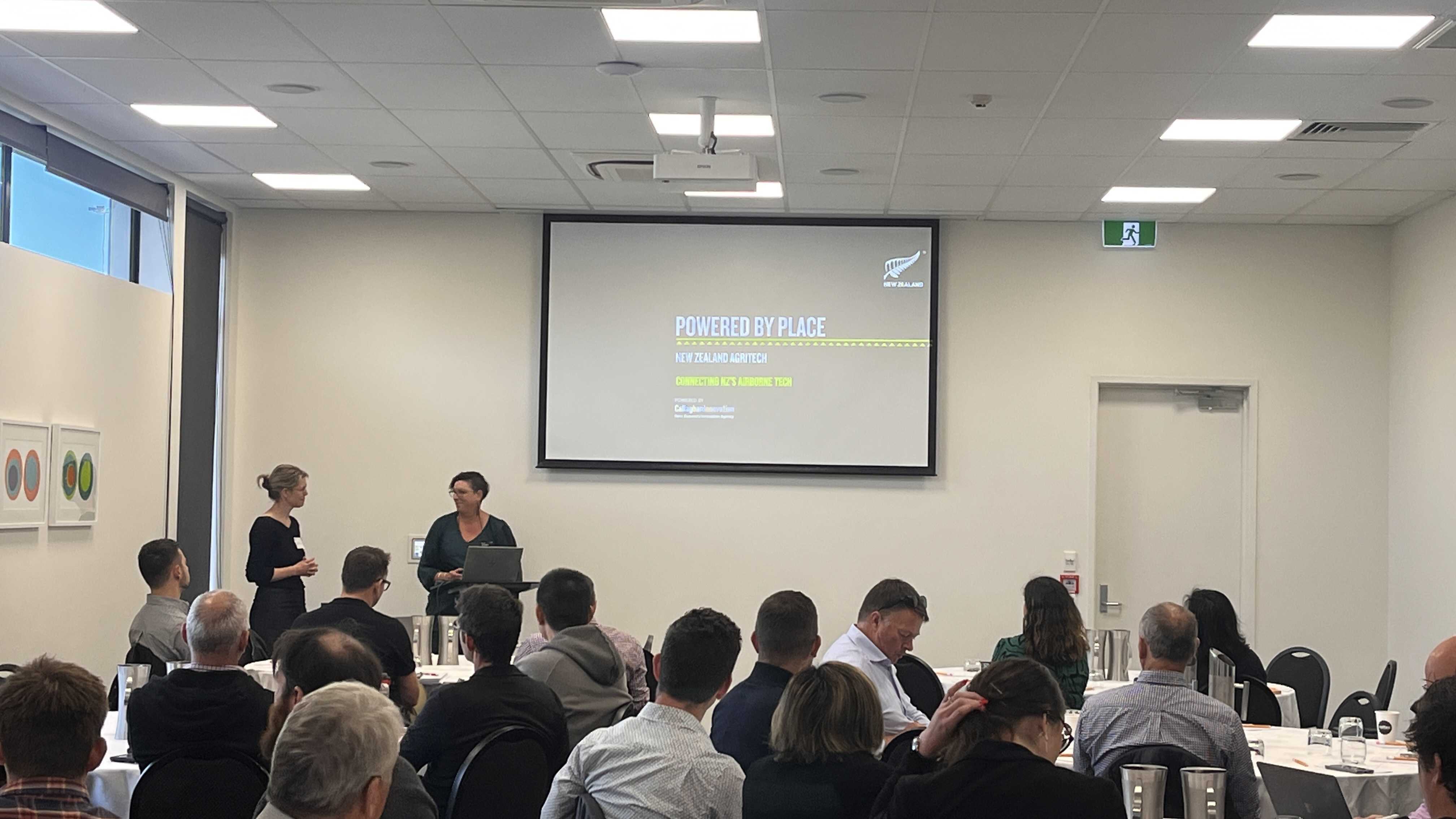 Sophie Rebbeck about to address the room at the Connecting NZ's Airborne Tech event.
